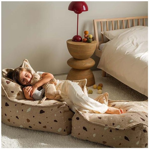 Pouf carré enfant en bouclette Ottoman - Terrazzo Sable