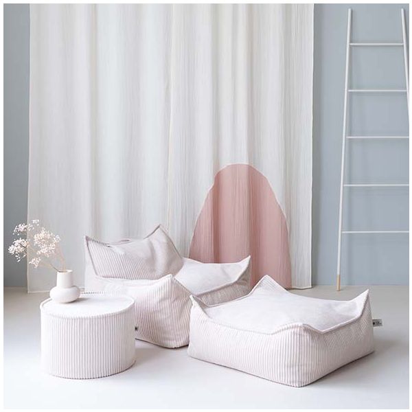 Pouf carré enfant en velours côtelé Ottoman - Marshmallow