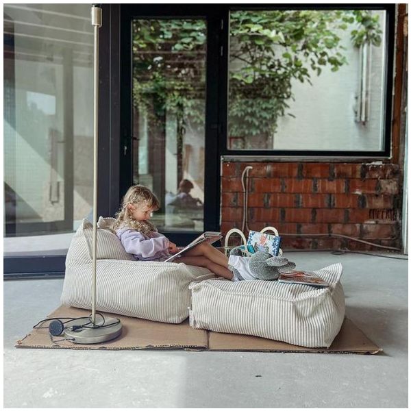 Pouf carré enfant en velours côtelé Ottoman - Marshmallow