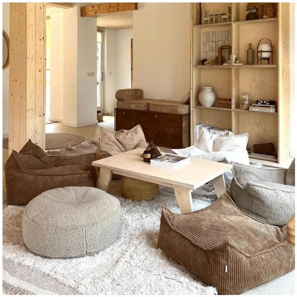 Pouf carré enfant en velours côtelé Ottoman - Toffee