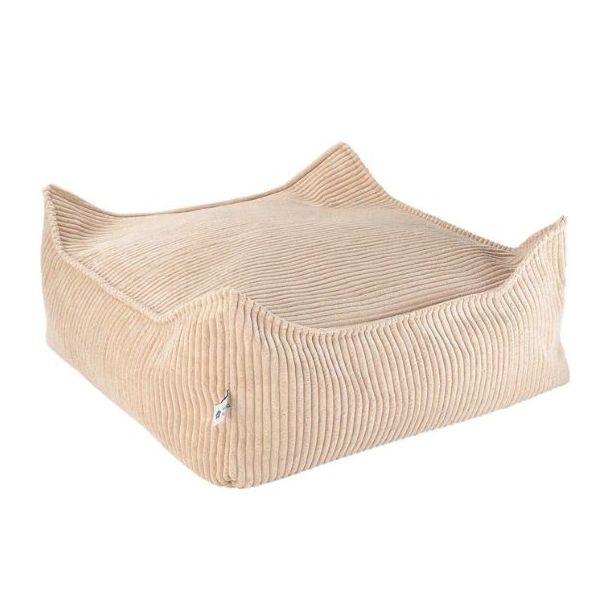 Pouf carré enfant en velours côtelé Ottoman - Beige