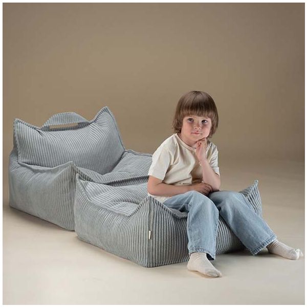 Pouf carré enfant en velours côtelé Ottoman - Menthe