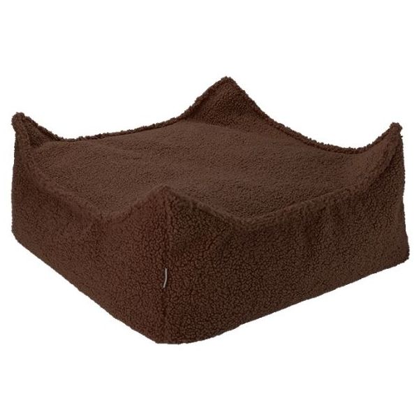 Pouf carré enfant en bouclette Ottoman - Noisette