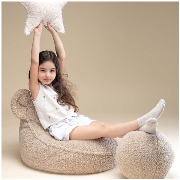 Pouf enfant en bouclette Ours - Biscuit