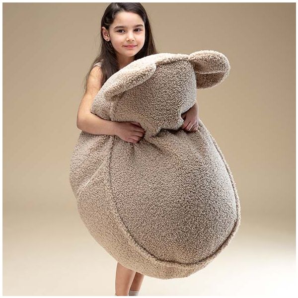 Pouf enfant en bouclette Ours - Biscuit