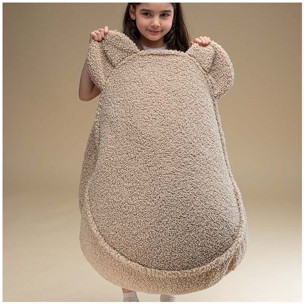 Pouf enfant en bouclette Ours - Biscuit
