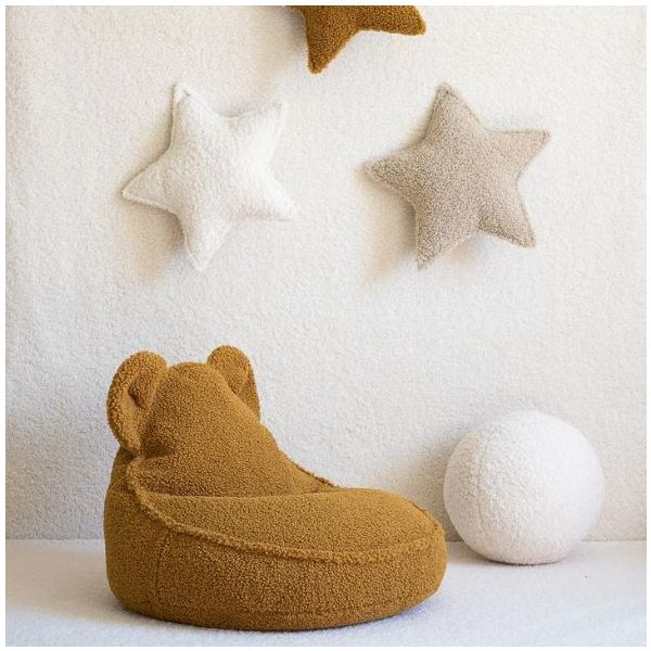 Pouf enfant en bouclette Ours - Caramel