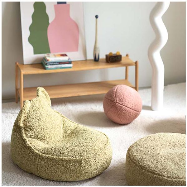 Pouf en bouclette Ours - Matcha
