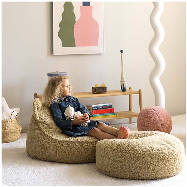 Pouf en bouclette Ours - Matcha
