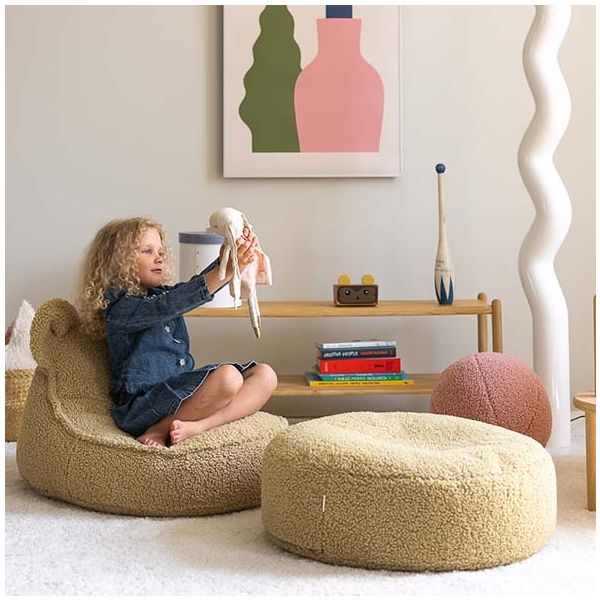 Pouf en bouclette Ours - Matcha