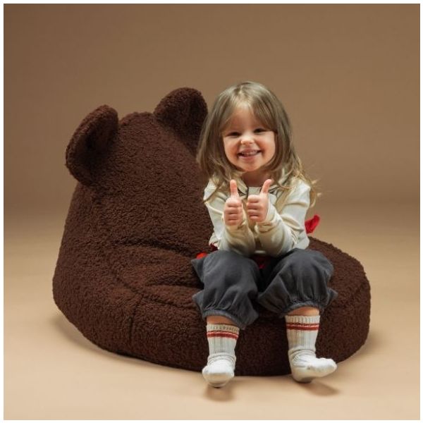 Pouf enfant en bouclette Ours - Noisette