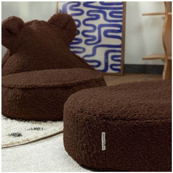 Pouf enfant en bouclette Ours - Noisette