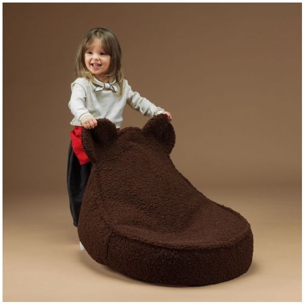Pouf enfant en bouclette Ours - Noisette