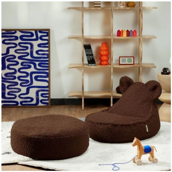 Pouf enfant en bouclette Ours - Noisette