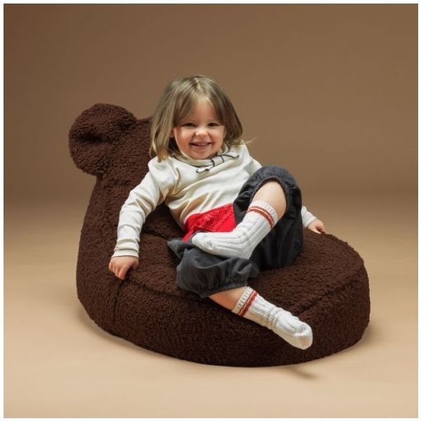 Pouf enfant en bouclette Ours - Noisette