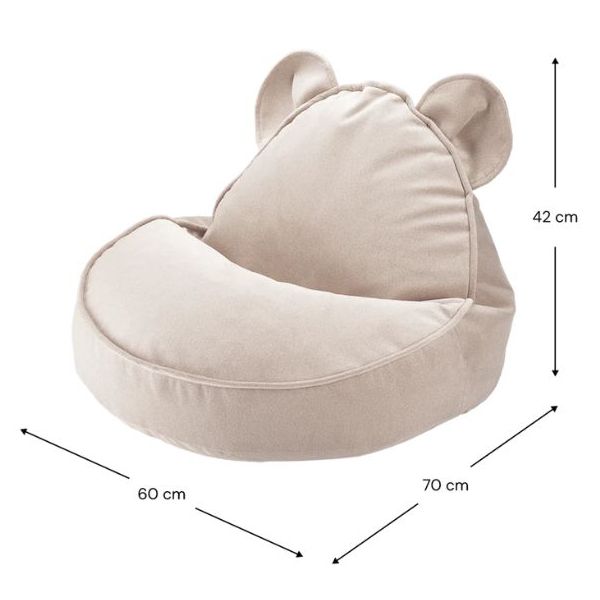 Pouf enfant en velours Ours - Beige