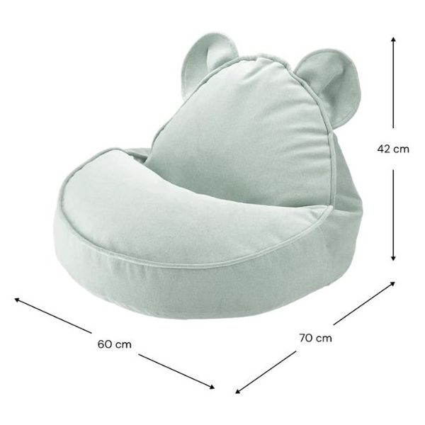Pouf enfant en velours Ours - Vert Brume