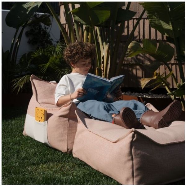 Ottoman Kids Outdoor Square Beanbag - Seashell