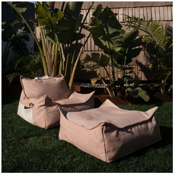 Ottoman Kids Outdoor Square Beanbag - Seashell