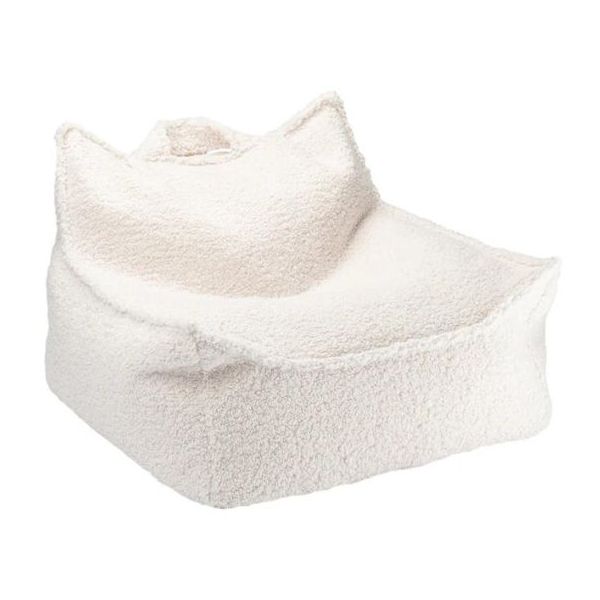 Pouf fauteuil enfant en bouclette - Crème