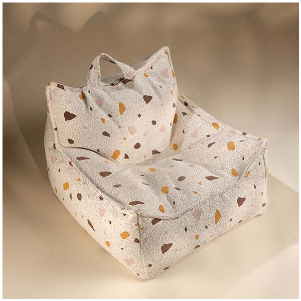 Pouf fauteuil en bouclette - Terrazzo Marbre