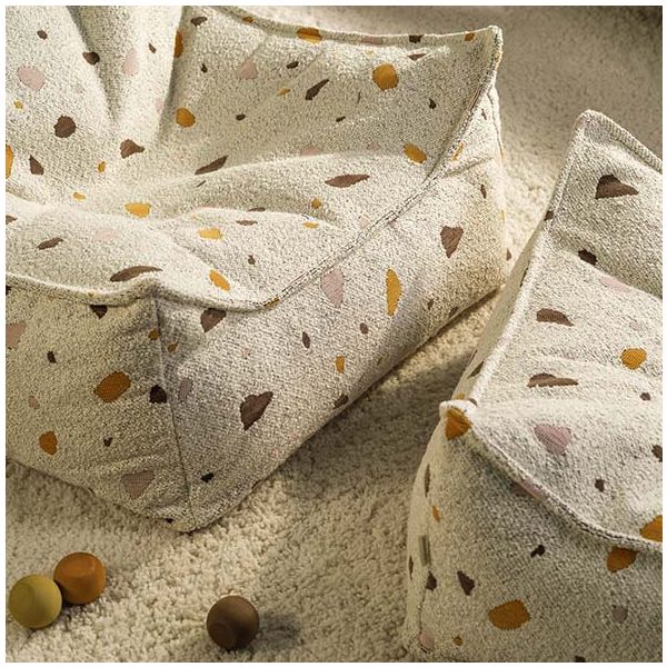 Pouf fauteuil en bouclette - Terrazzo Marbre