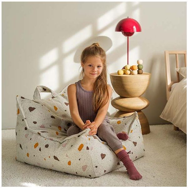 Pouf fauteuil en bouclette - Terrazzo Marbre
