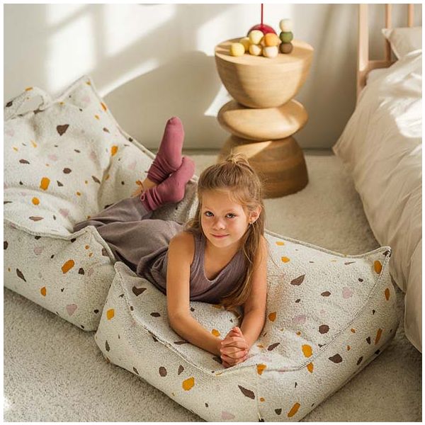 Pouf fauteuil en bouclette - Terrazzo Marbre