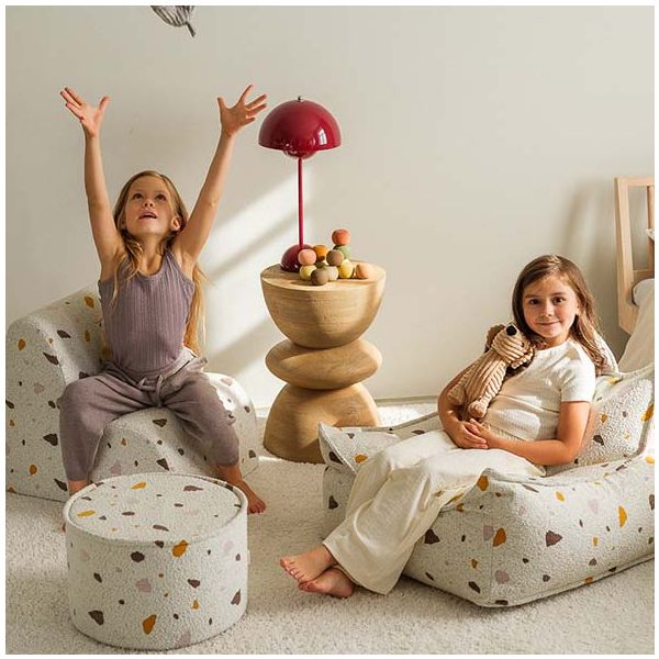 Pouf fauteuil en bouclette - Terrazzo Marbre
