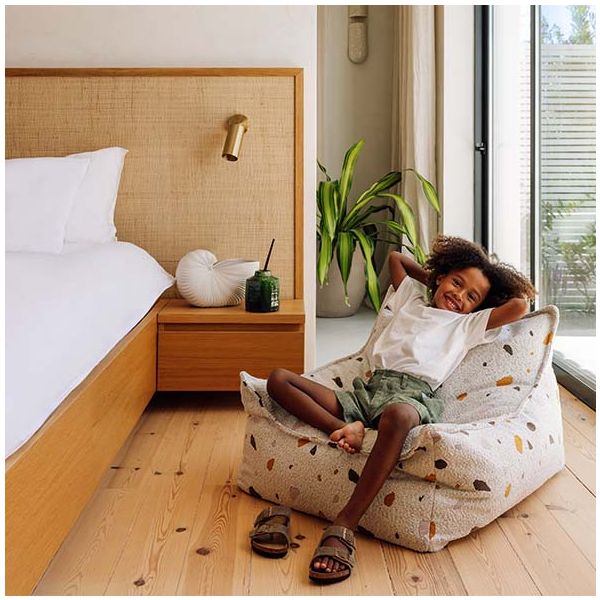 Pouf fauteuil en bouclette - Terrazzo Marbre