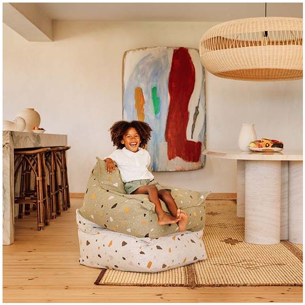 Pouf fauteuil en bouclette - Terrazzo Marbre