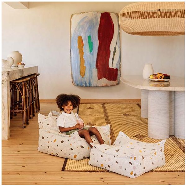 Pouf fauteuil en bouclette - Terrazzo Marbre