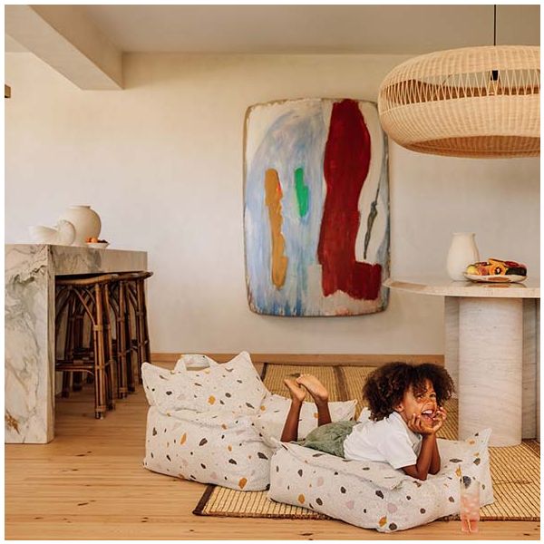 Pouf fauteuil en bouclette - Terrazzo Marbre