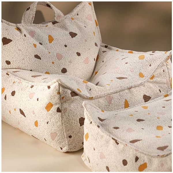 Pouf fauteuil en bouclette - Terrazzo Marbre