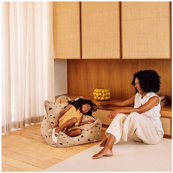 Pouf fauteuil en bouclette - Terrazzo Sable