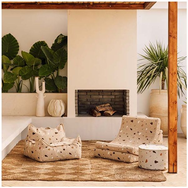 Pouf fauteuil en bouclette - Terrazzo Sable