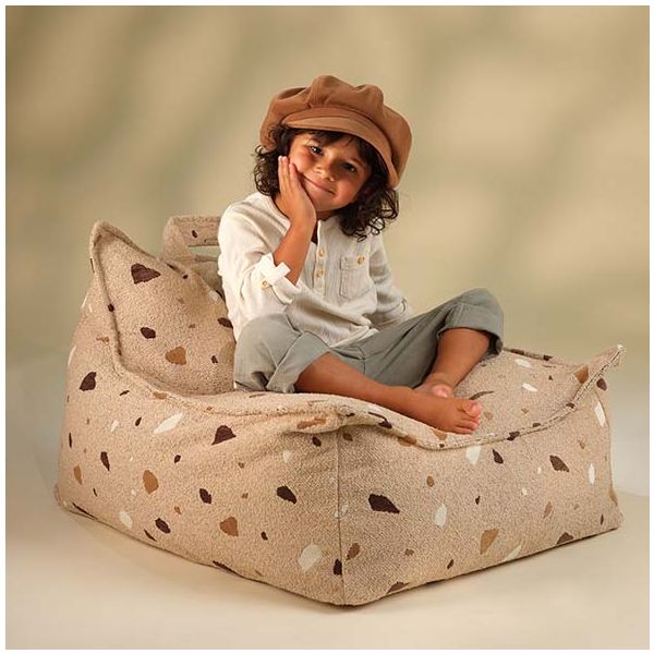 Pouf fauteuil en bouclette - Terrazzo Sable