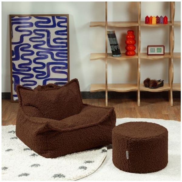 Bouclé Kids Beanbag Chair - Warm Hazel