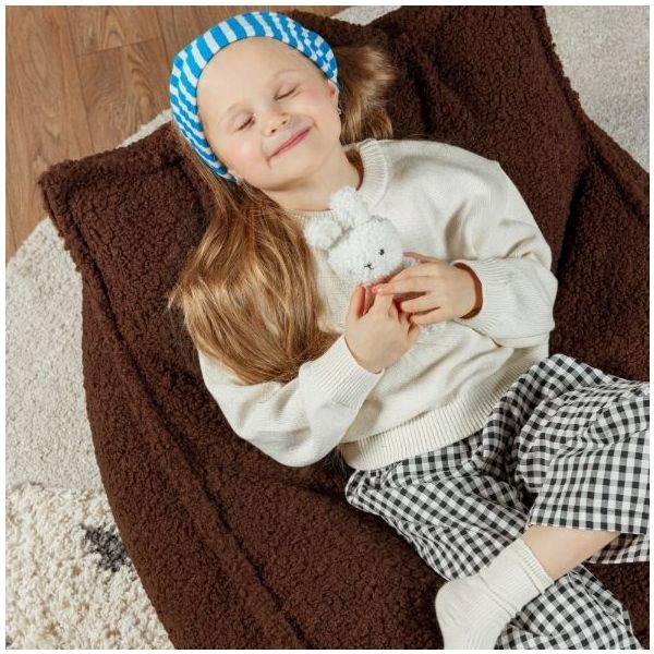 Bouclé Kids Beanbag Chair - Warm Hazel