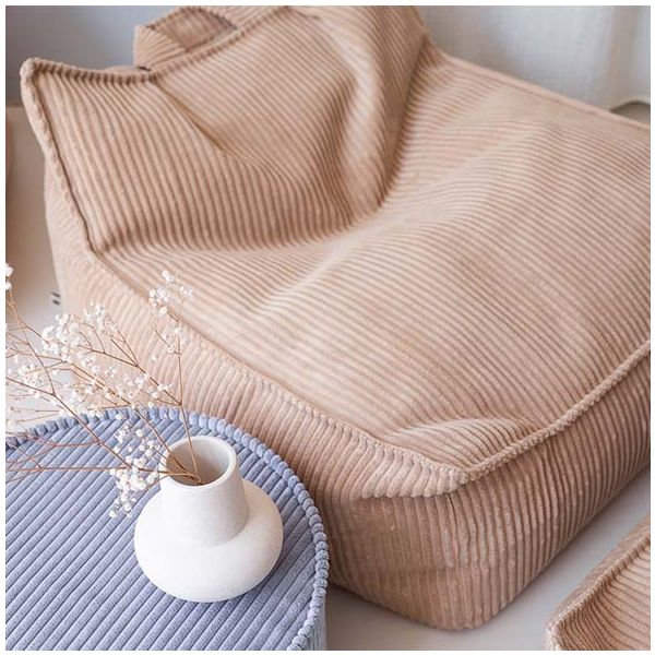 Pouf fauteuil enfant en velours côtelé - Beige