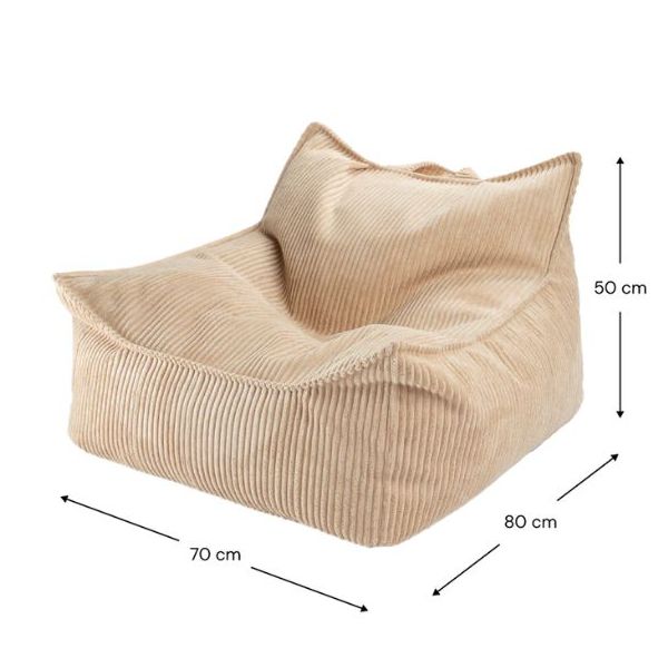 Pouf fauteuil enfant en velours côtelé - Beige