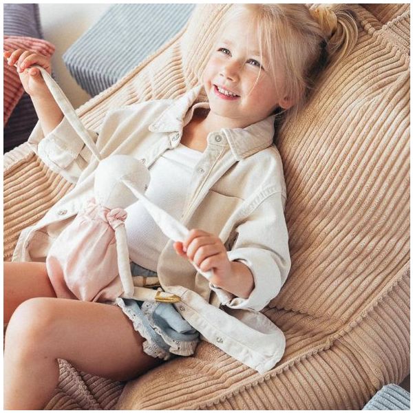 Pouf fauteuil enfant en velours côtelé - Beige
