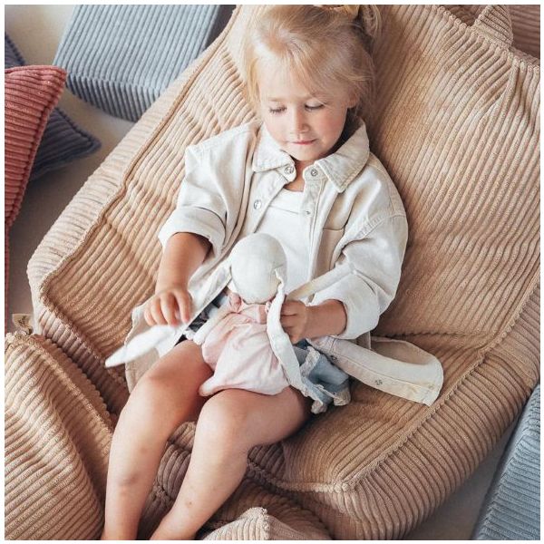 Pouf fauteuil enfant en velours côtelé - Beige
