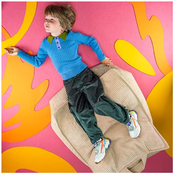 Pouf fauteuil enfant en velours côtelé - Beige