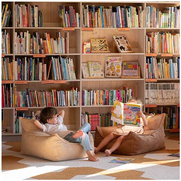 Pouf fauteuil enfant en velours côtelé - Beige