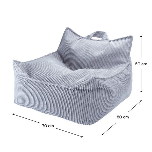 Pouf fauteuil enfant en velours côtelé - Bleu Myrtille
