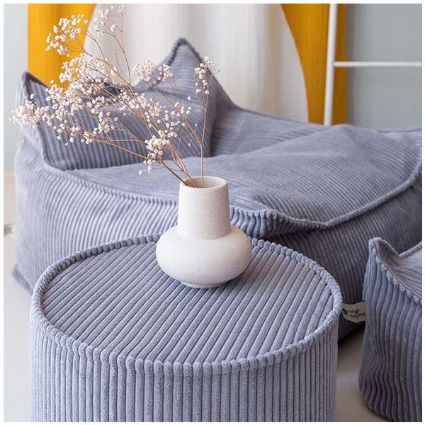 Pouf fauteuil enfant en velours côtelé - Bleu Myrtille