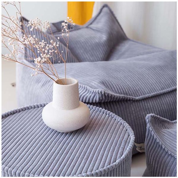 Pouf fauteuil enfant en velours côtelé - Bleu Myrtille