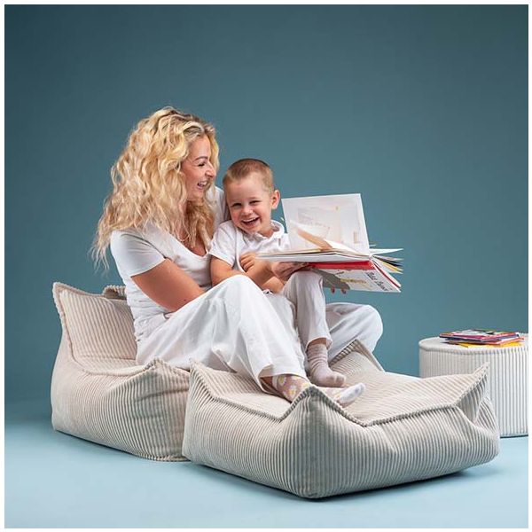 Pouf fauteuil enfant en velours côtelé - Marshmallow