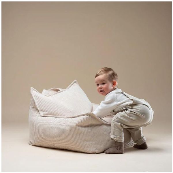 Pouf fauteuil enfant en velours côtelé - Marshmallow